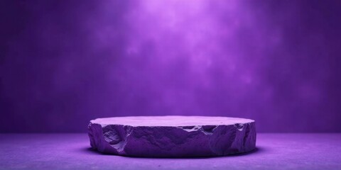 Leinwandbilder - Purple Stone Platform Against a Smoky Background for Product Display