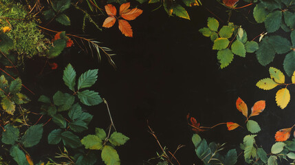 Aufkleber - Autumn leaves on forest floor for seasonal background design