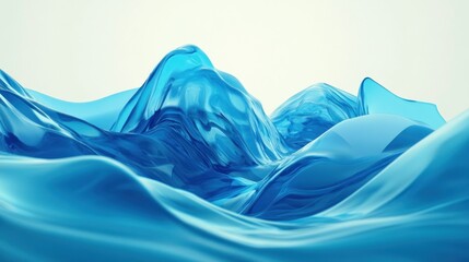 Fototapete - Abstract depiction of flowing water with smooth, wave-like forms in vibrant blue tones.