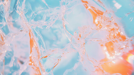 Poster - Frost pattern overlay on glass with vibrant orange and blue hues for winter design