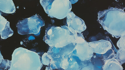 Poster - Intricate patterns of frozen air bubbles in ice for winter design and nature inspiration