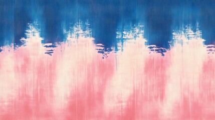 Wall Mural - A seamless pattern with tie-dye blue and pink stripes, their colors creating an abstract gradient across the fabric