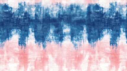 Wall Mural - A seamless pattern with tie-dye blue and pink stripes, their colors creating an abstract gradient across the fabric