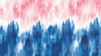 Wall Mural - A seamless pattern with tie-dye blue and pink stripes, their colors creating an abstract gradient across the fabric
