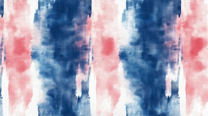 Wall Mural - A seamless pattern with tie-dye blue and pink stripes, their colors creating an abstract gradient across the fabric