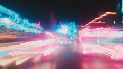 Poster - Dynamic light trails in urban nightscape for creative overlay design