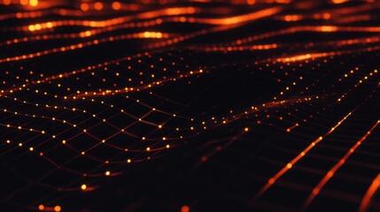 Poster - Dynamic geometric mesh with vibrant light patterns for modern design concepts