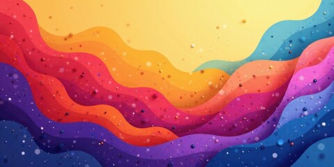 Poster - Abstract Colorful Wavy Layers with Scattered Spheres Background