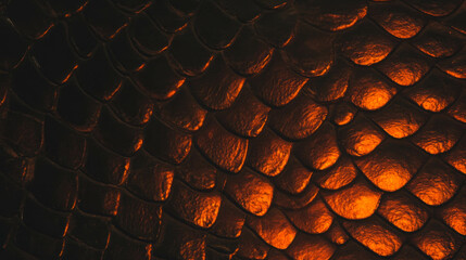 Poster - Detailed reptile skin texture with scales in warm lighting for design and print