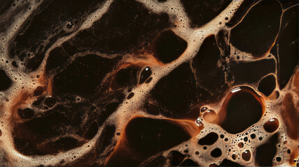 Poster - Overlay texture of root beer with large creamy bubbles for beverage background