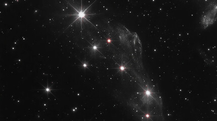Poster - Cosmic starscape with varying star sizes and brightness for background or design