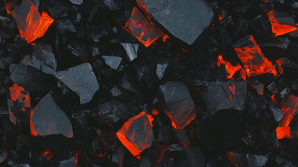 Poster - Dynamic overlay texture of volcanic ash and glowing lava fragments for creative design