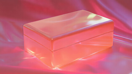 Poster - Elegant pink box on lustrous fabric backdrop for modern design and decoration