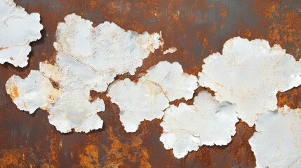 Fototapete - Weathered metal surface with peeling paint and rust patterns for background design
