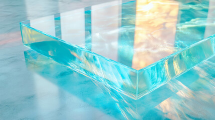 Poster - Transparent glass with colorful reflections and smooth surface design