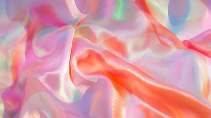 Poster - Luxurious smooth silk fabric with shimmering iridescent surface for elegant fashion and design