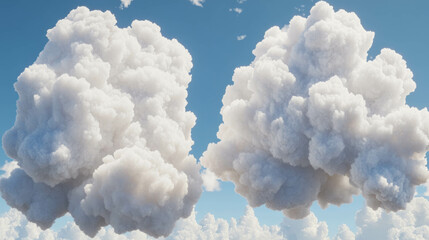 Poster - Soft fluffy clouds against a blue sky for tranquil design and mood setting