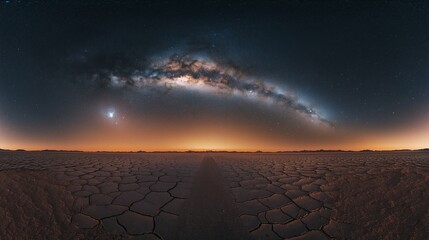 Poster - A vast, empty desert landscape under a starry night 