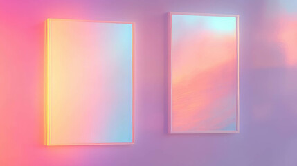 Poster - Minimalist art display with two white frames on gradient wall for modern interior decor