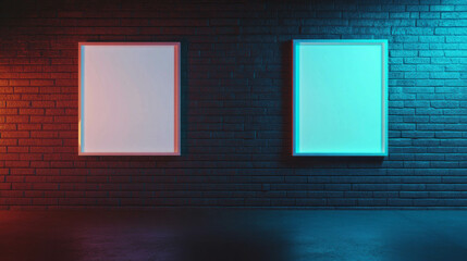 Poster - Modern interior design with two white frames on textured wall