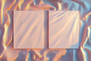 Poster - Minimalist décor featuring two white frames against a textured pastel backdrop