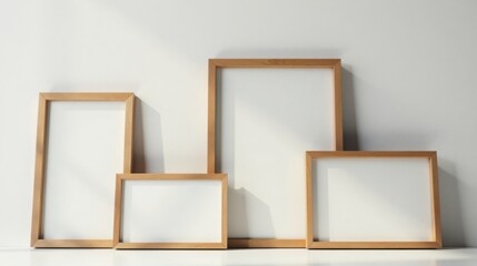 Aufkleber - Simple wooden frames on white background, ideal for mockups and design presentations