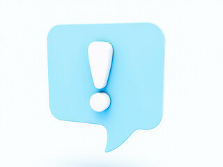 Aufkleber - 3d light blue speech bubble with a white exclamation mark.