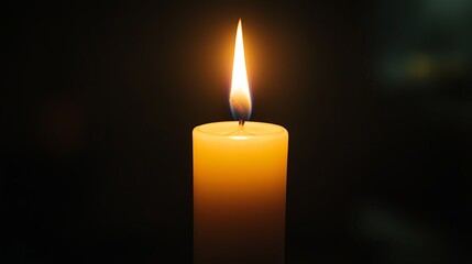 Poster - A single white candle with a soft flame in the center of the frame