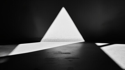 Poster - A single triangle casting a long, soft shadow on a flat surface