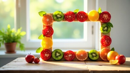 Poster - A vibrant fruit and vegetable frame, showcasing the colors of nature's bounty in a healthy and appetizing arrangement.