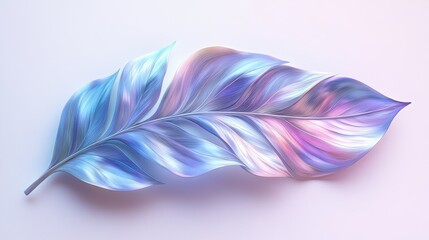 Poster - holographic tropical leaf isolated,cartoon illustration