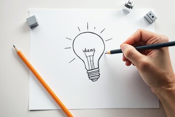 Poster - Hand drawing a light bulb with 