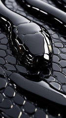 Fototapete - A mesmerizing digital surface reflects light beautifully, resembling snake skin with intricate scales. The glossy finish highlights its captivating texture and adds depth to the design