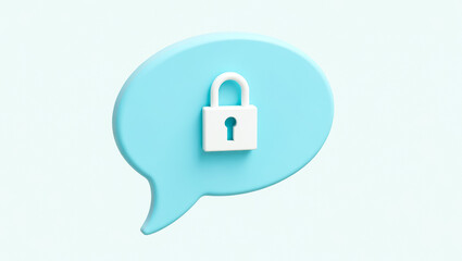 Poster - white padlock on a light blue speech bubble: a 3d representing secure communication