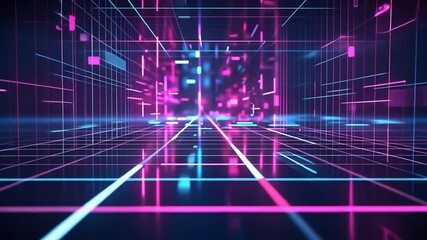 Poster - Digital data tunnel with high-speed motion effects, futuristic networking background