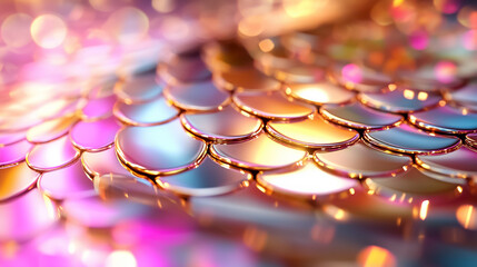 Poster - A stunning digital surface mimics snake skin, showcasing glossy scales that reflect a spectrum of vibrant colors. The intricate details create an enchanting visual effect, captivating the viewer