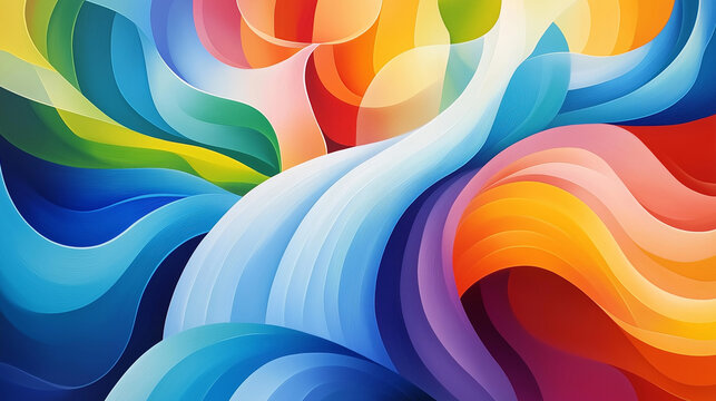 A vibrant and abstract painting that captures the energy and movement of a waterfall, with cascading water and swirling colors