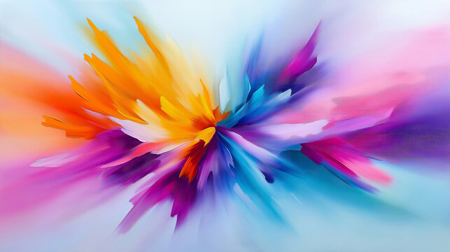 A vibrant and expressive abstract painting that captures the energy and movement of a thunderstorm