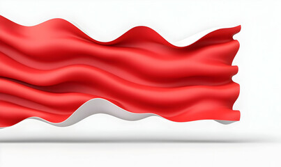 Poster - Flowing Red Fabric Wave on White Background with Soft Curves and Motion