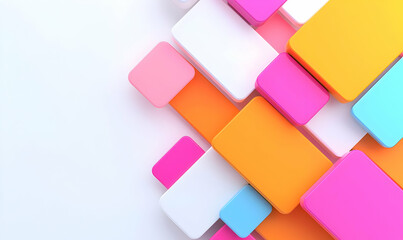 Poster - Colorful geometric shapes arranged on a white background