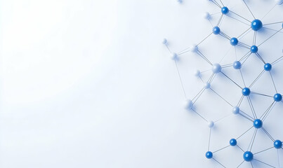Poster - Abstract Technology Background with Blue and White Molecular Structure