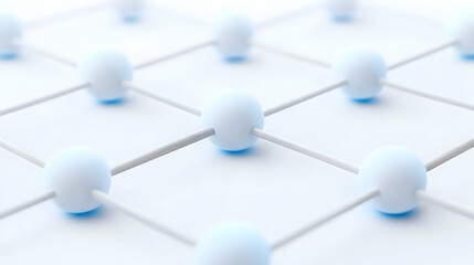 Poster - Abstract Network Grid with Blue and White Spheres and Connecting Lines