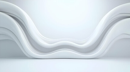Poster - Smooth White Wave Patterns on a Minimalist Background Design