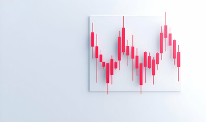 Poster - Abstract Financial Chart with Red Candlesticks on a White Background