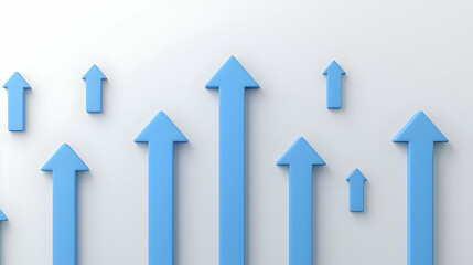 Poster - Blue Arrows Pointing Upwards on a Light Gray Background