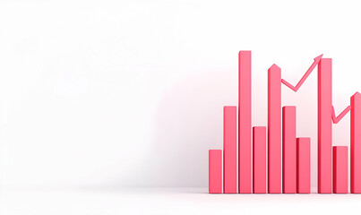 Poster - Pink Bar Graph with Rising Trend on White Background for Business