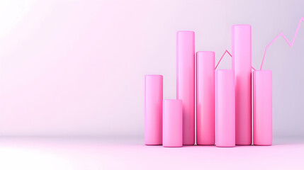 Poster - Pink Bar Graph Displaying Growth Trend on Minimalist Background