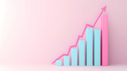 Poster - Growth Chart with Trend Line in Soft Pastel Colors for Marketing Use
