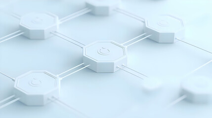 Poster - Abstract white hexagonal patterns connected on light background
