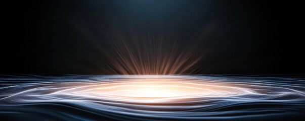 Aufkleber - A serene scene depicting radiant light emerging from water, creating a tranquil atmosphere with gentle ripples against a dark backdrop.